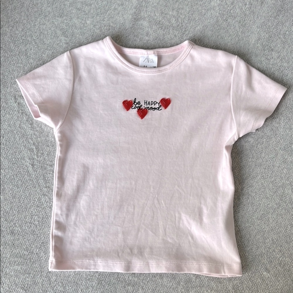 Zara Kids Pink T-Shirt with Heart Design